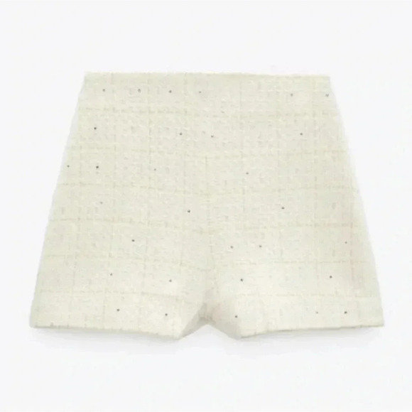 ZARA Textured Weave Plaid Shorts Size Small NWT - Picture 2 of 7